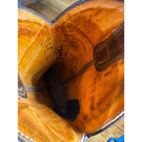 Frye Daisy Duke Western Boots Women's 9M Brown Leather Python Studded Vintage - Picture 12 of 16